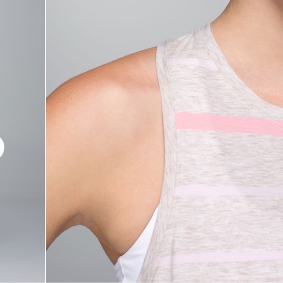 Lululemon All Tied Up Tank Pop Stripe Heathered Dune / Heathered Dune Sz 6 - Picture 4 of 12